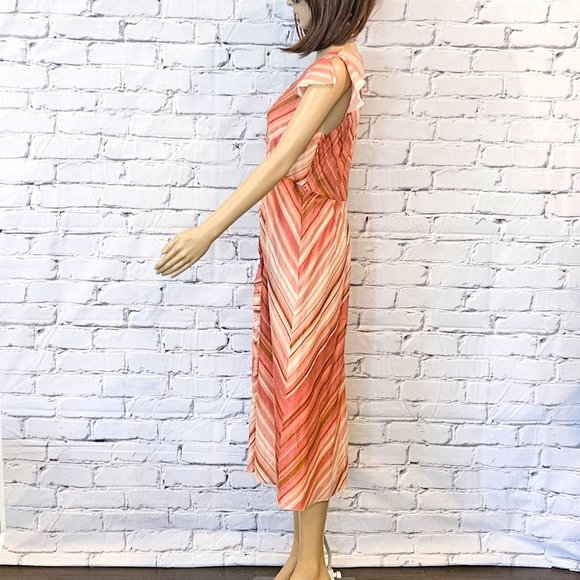 J.CREW, Boho cotton pink/peach coloured striped summer dress - Picture 9 of 14